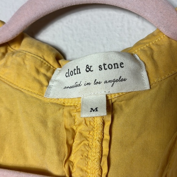 Cloth & Stone Button Down Shirt Eyelet Sleeve Top mustard yellow size M - Picture 4 of 11
